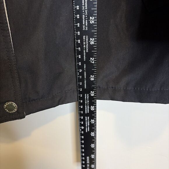 Nautica Coat Sz LP Women’s Black Ivory Polyester Zip Snap Jacket Missing Hood - Picture 11 of 16